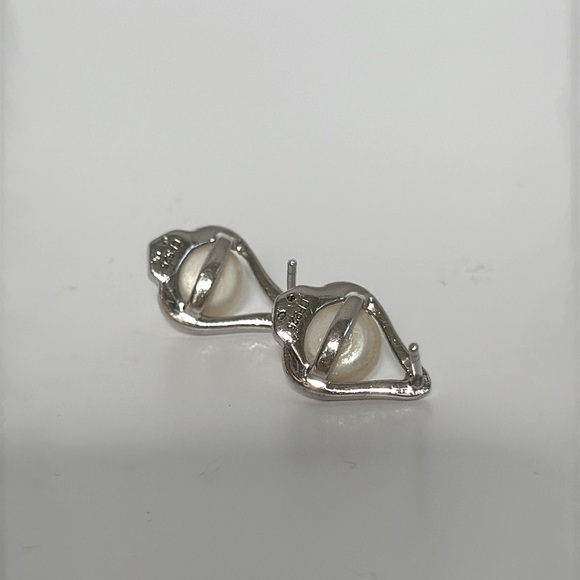 Diamonds real 925 silver freshwater pearls earrings - Picture 5 of 5